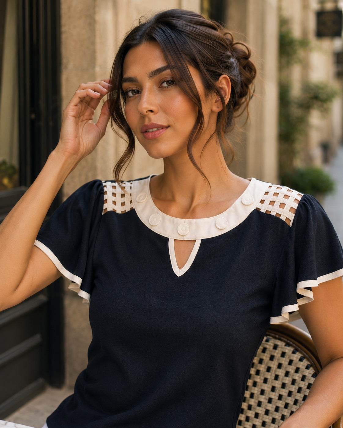Hollow Out Sexy Lace Blouse Elegant Butterfly Sleeve Solid Blouse Shirt Office Lady O Neck Ruffles Patchwork  Tops Natalia Home Fashion    Natalia Home Fashion