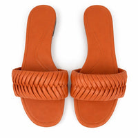 Leather folded style indoor and  outdoor wild beach non-slip women flat slippers casual home durable Mules