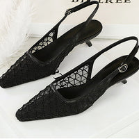 Mesh breathable Women Pumps Fashion Kitten heels 3 CM Hollow out and back strap Sandals Women Shoes