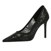 Women Pumps pointed tip High Heels Women 9.5 Cm Heels Lace mesh Wedding shoes Stiletto Sexy party shoes