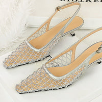 Mesh breathable Women Pumps Fashion Kitten heels 3 CM Hollow out and back strap Sandals Women Shoes