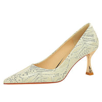 Shoes Lace glitter fabric women pumps Design Kitten heels Women shoes Female Occupation Office Shoes