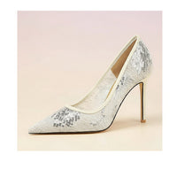 Women Pumps pointed tip High Heels Women 9.5 Cm Heels Lace mesh Wedding shoes Stiletto Sexy party shoes