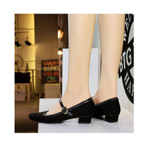 Heels Women Vintage Mary Jane shoes Metal leopard print square head Women Pumps Low heel high heels Suede