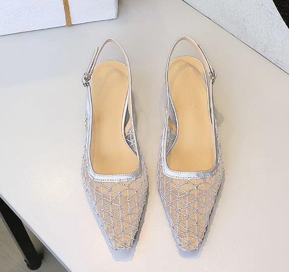 Mesh breathable Women Pumps Fashion Kitten heels 3 CM Hollow out and back strap Sandals Women Shoes