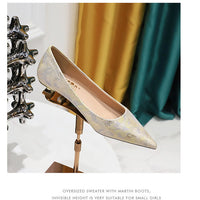 Floral cloth surface 3 cm Kitten heels Women Shoes Sweet Fashion Low Heel Ladies Shoes pointed Toe Women Pumps