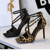 Sexy high heels Women Suede Women Pumps Square head Peep Toe High heeled sandals Buckle hollow out Lady Heels