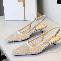 Mesh breathable Women Pumps Fashion Kitten heels 3 CM Hollow out and back strap Sandals Women Shoes
