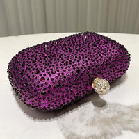Women Rhinestone Purse Women's Round Box Shaped Evening Bags Elegant Formal Party Stylish Ladies Handbag Silver Clutch