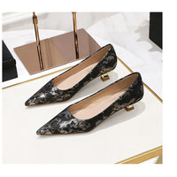 Floral cloth surface 3 cm Kitten heels Women Shoes Sweet Fashion Low Heel Ladies Shoes pointed Toe Women Pumps
