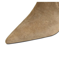 Women Pleated Elastic boots Woman Stiletto 6.5 CM High heel boots Suede Ankle boots Fashion Pointed short boots