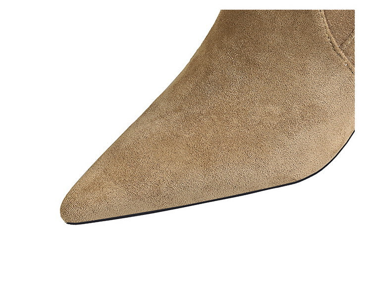 Women Pleated Elastic boots Woman Stiletto 6.5 CM High heel boots Suede Ankle boots Fashion Pointed short boots