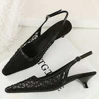 Mesh breathable Women Pumps Fashion Kitten heels 3 CM Hollow out and back strap Sandals Women Shoes