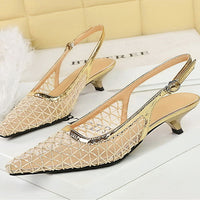 Mesh breathable Women Pumps Fashion Kitten heels 3 CM Hollow out and back strap Sandals Women Shoes