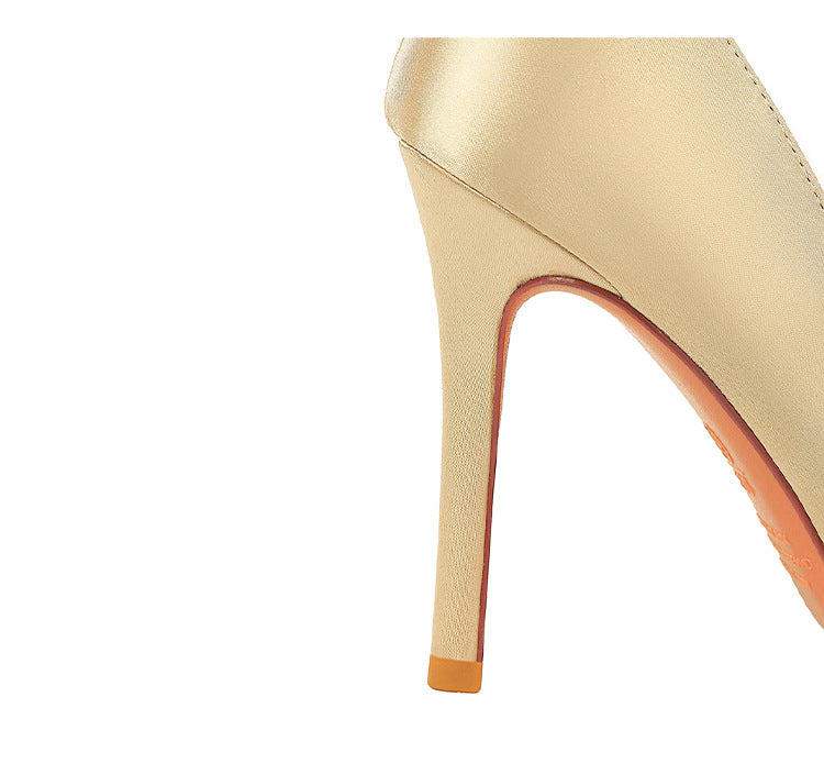 Silks satins Women Pumps Rhinestone design High Heels Stilettos 10 cm and 7 cm Luxury banquet shoes Sexy party shoes