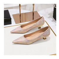 Floral cloth surface 3 cm Kitten heels Women Shoes Sweet Fashion Low Heel Ladies Shoes pointed Toe Women Pumps