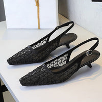 Mesh breathable Women Pumps Fashion Kitten heels 3 CM Hollow out and back strap Sandals Women Shoes