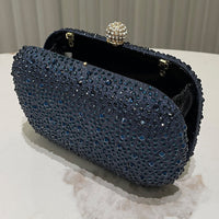 Women Rhinestone Purse Women's Round Box Shaped Evening Bags Elegant Formal Party Stylish Ladies Handbag Silver Clutch