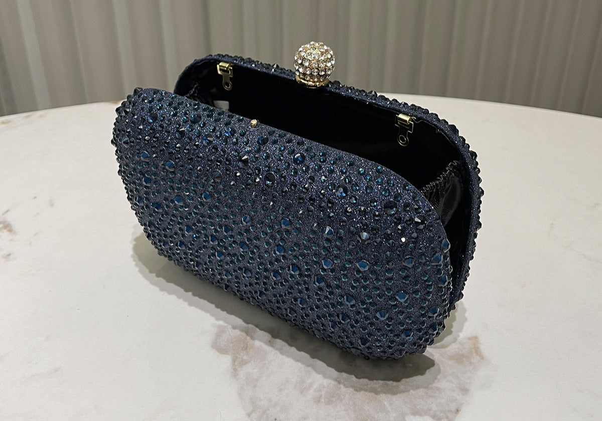 Women Rhinestone Purse Women's Round Box Shaped Evening Bags Elegant Formal Party Stylish Ladies Handbag Silver Clutch