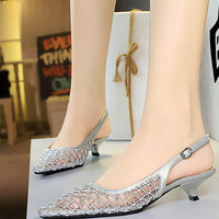 Mesh breathable Women Pumps Fashion Kitten heels 3 CM Hollow out and back strap Sandals Women Shoes