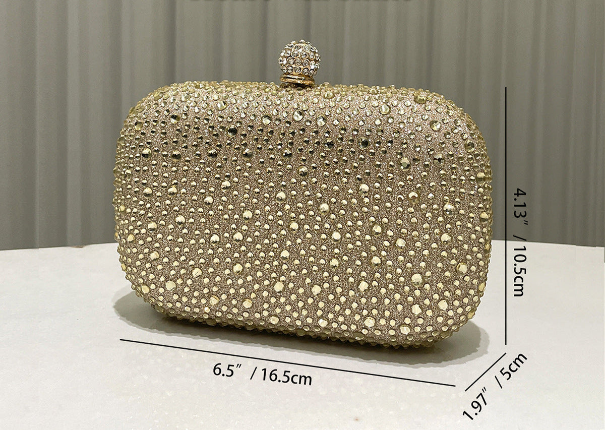Women Rhinestone Purse Women's Round Box Shaped Evening Bags Elegant Formal Party Stylish Ladies Handbag Silver Clutch