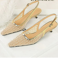 Mesh breathable Women Pumps Fashion Kitten heels 3 CM Hollow out and back strap Sandals Women Shoes