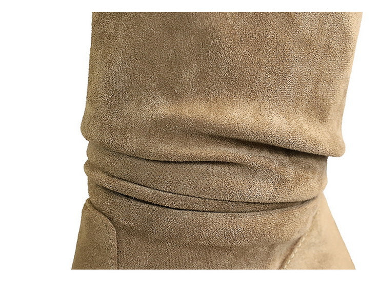 Women Pleated Elastic boots Woman Stiletto 6.5 CM High heel boots Suede Ankle boots Fashion Pointed short boots