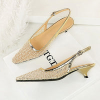 Mesh breathable Women Pumps Fashion Kitten heels 3 CM Hollow out and back strap Sandals Women Shoes