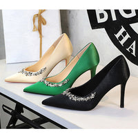 Silks satins Women Pumps Rhinestone design High Heels Stilettos 10 cm and 7 cm Luxury banquet shoes Sexy party shoes