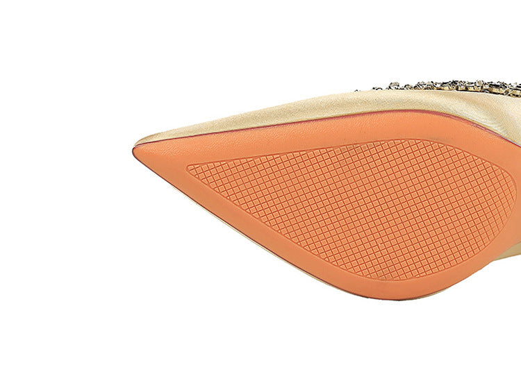 Silks satins Women Pumps Rhinestone design High Heels Stilettos 10 cm and 7 cm Luxury banquet shoes Sexy party shoes