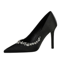 Silks satins Women Pumps Rhinestone design High Heels Stilettos 10 cm and 7 cm Luxury banquet shoes Sexy party shoes