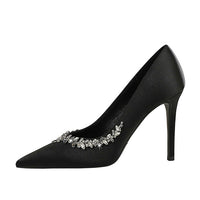 Silks satins Women Pumps Rhinestone design High Heels Stilettos 10 cm and 7 cm Luxury banquet shoes Sexy party shoes