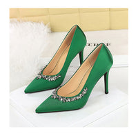 Silks satins Women Pumps Rhinestone design High Heels Stilettos 10 cm and 7 cm Luxury banquet shoes Sexy party shoes