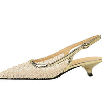 Mesh breathable Women Pumps Fashion Kitten heels 3 CM Hollow out and back strap Sandals Women Shoes