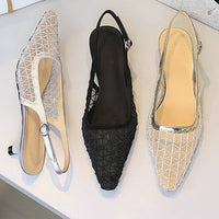Mesh breathable Women Pumps Fashion Kitten heels 3 CM Hollow out and back strap Sandals Women Shoes