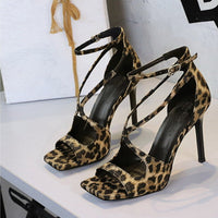 Sexy high heels Women Suede Women Pumps Square head Peep Toe High heeled sandals Buckle hollow out Lady Heels