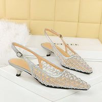 Mesh breathable Women Pumps Fashion Kitten heels 3 CM Hollow out and back strap Sandals Women Shoes