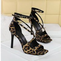 Sexy high heels Women Suede Women Pumps Square head Peep Toe High heeled sandals Buckle hollow out Lady Heels