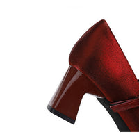 Rhinestone bow Women Pumps Coarse heel Women shoes middle heel Luxury banquet shoes satin square head Ladies shoes