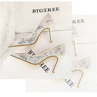 Women Pumps pointed tip High Heels Women 9.5 Cm Heels Lace mesh Wedding shoes Stiletto Sexy party shoes