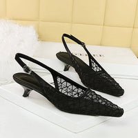 Mesh breathable Women Pumps Fashion Kitten heels 3 CM Hollow out and back strap Sandals Women Shoes