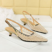 Mesh breathable Women Pumps Fashion Kitten heels 3 CM Hollow out and back strap Sandals Women Shoes