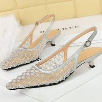 Mesh breathable Women Pumps Fashion Kitten heels 3 CM Hollow out and back strap Sandals Women Shoes