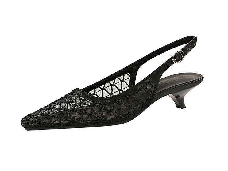 Mesh breathable Women Pumps Fashion Kitten heels 3 CM Hollow out and back strap Sandals Women Shoes