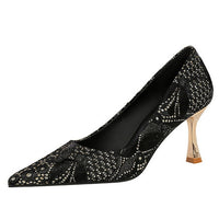 Shoes Lace glitter fabric women pumps Design Kitten heels Women shoes Female Occupation Office Shoes