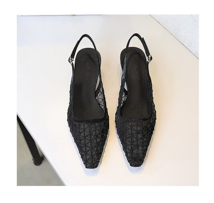 Mesh breathable Women Pumps Fashion Kitten heels 3 CM Hollow out and back strap Sandals Women Shoes