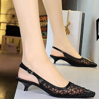Mesh breathable Women Pumps Fashion Kitten heels 3 CM Hollow out and back strap Sandals Women Shoes