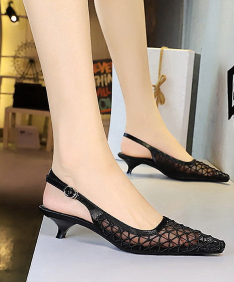 Mesh breathable Women Pumps Fashion Kitten heels 3 CM Hollow out and back strap Sandals Women Shoes