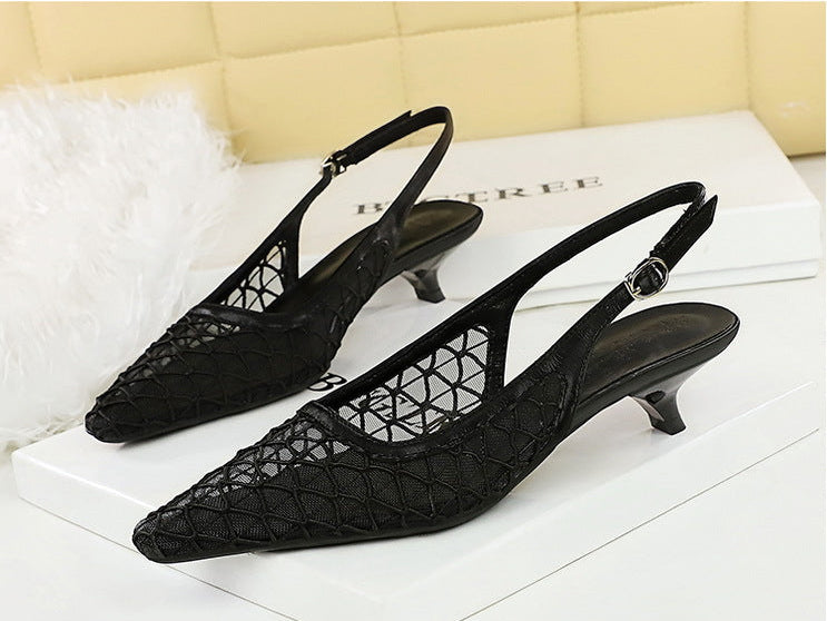 Mesh breathable Women Pumps Fashion Kitten heels 3 CM Hollow out and back strap Sandals Women Shoes