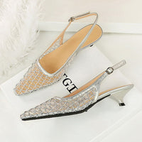 Mesh breathable Women Pumps Fashion Kitten heels 3 CM Hollow out and back strap Sandals Women Shoes